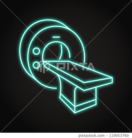 MRI scanner machine neon icon 119053760