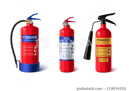 Realistic red fire extinguisher with sprayer 119054358