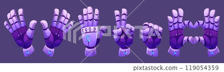 Android robot hand in different gestures 119054359