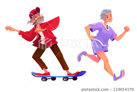 Active senior people. Healthy old man do sport 119054370