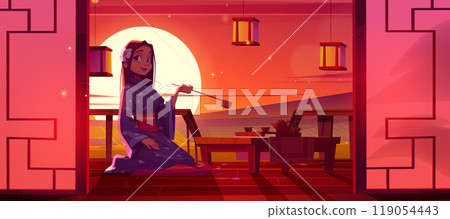 Asian girl making traditional tea ceremony 119054443