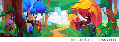 Magic forest scenery with fantasy plants 119054444