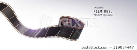 Movie or photography banner with film strip roll Movie or photography banner with film strip roll 119054447