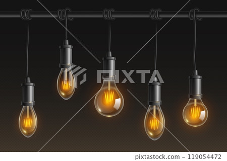 Vintage edison bulb light with filament realistic Vintage edison bulb light with filament realistic 119054472