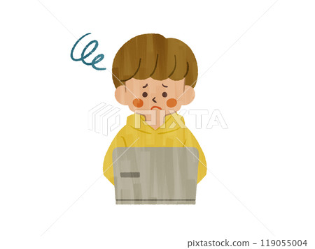 A man using a laptop with a troubled expression - Gash 119055004