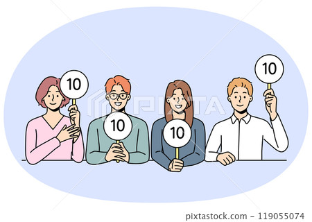Judges give points to contestant Judges give points to contestant 119055074
