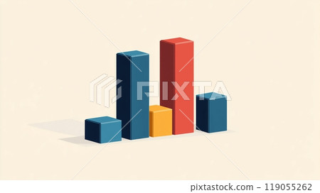 Minimalist bar chart in retro colors on neutral background 119055262