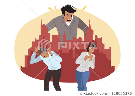Angry and powerful boss scolds subordinates because of mistake and broken contract Angry and powerful boss scolds subordinates because of mistake and broken contract 119055376