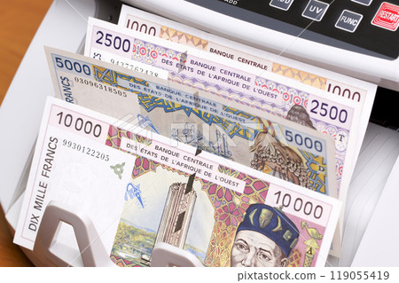 West African CFA franc in the counting machine West African CFA franc in the counting machine 119055419