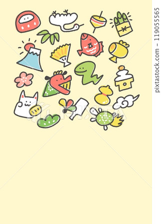 Snakes and New Year's lucky charms New Year's card material Hand-drawn Year of the snake 119055565