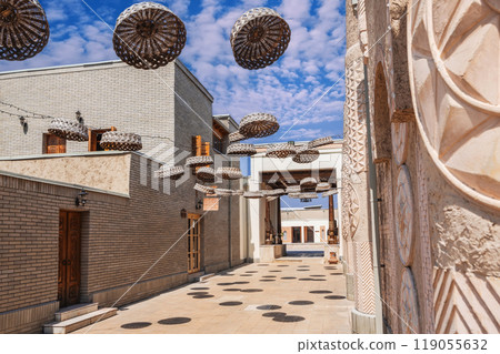 An old deserted street of an ancient Arab city 119055632