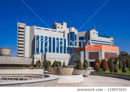 a complex of modern buildings on a sunny summer day 119055691