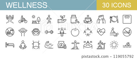 Health and wellness icon set Health and wellness icon set 119055792