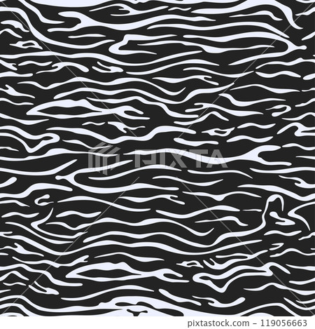 Zebra skin pattern. Seamless background. Black and white wild animalistic skin or fur. Vector Zebra skin pattern. Seamless background. Black and white wild animalistic skin or fur. Vector 119056663