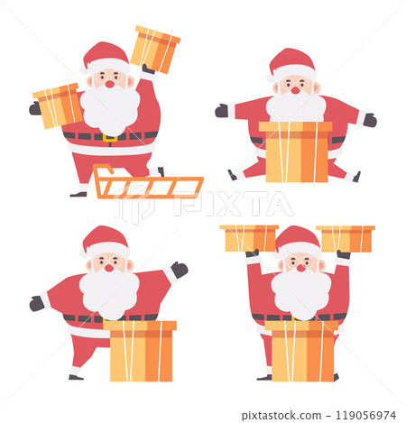 Santa Claus cartoon characters . Flat design . Set 3 of 5 . Vector . Santa Claus cartoon characters . Flat design . Set 3 of 5 . Vector . 119056974