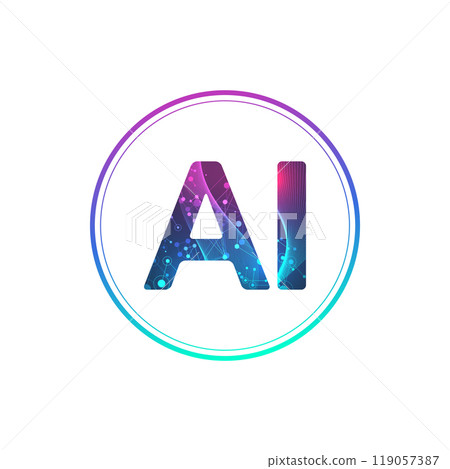 AI Banner Concept In The Digital Style. Generative Ideas Design Element For Internet Technology. Futuristic Technology Concept Artificial Intelligence 119057387