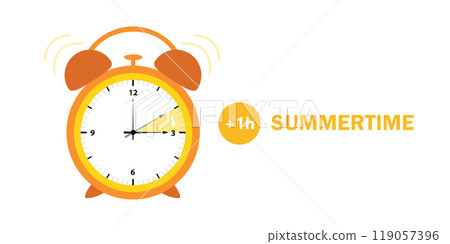 ringing alarm clock switch to summer time vector illustration ringing alarm clock switch to summer time vector illustration 119057396
