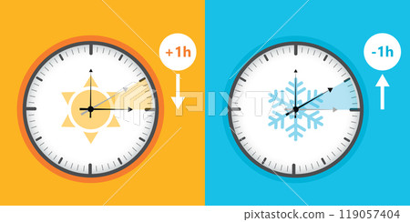 summer time and winter time concept with clock vector illustration 119057404