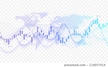 Stock market or Forex trading graph in graphic concept for financial investment or economic trends business idea design. Worldwide finance background. Vector illustration 119057414