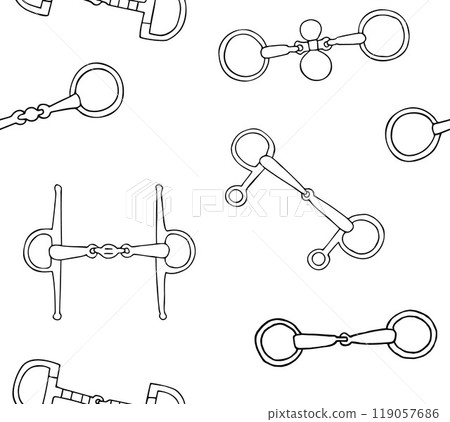 Vector set of hand drawn horse equestrian bits Vector set of hand drawn horse equestrian bits 119057686
