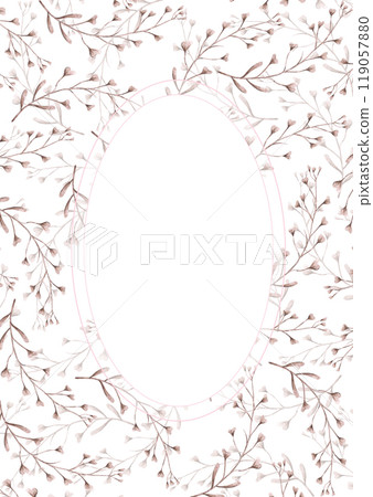 Hand drawn watercolor dried autumn seed crop frame border isolated on white background. Can be used for post card, invitation, book cover and other printed products. 119057880