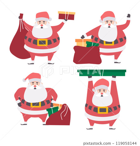 Santa Claus cartoon characters . Flat design . Set 4 of 5 . Vector . Santa Claus cartoon characters . Flat design . Set 4 of 5 . Vector . 119058144