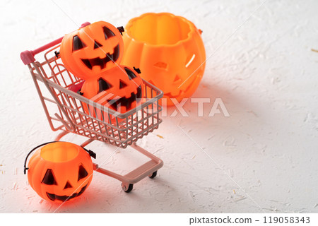 Autumn Halloween Shopping Cart Sales Background Autumn shopping ショッピング ハロウィン 119058343