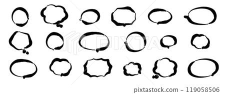 Handwritten speech bubble vector illustration set 119058506