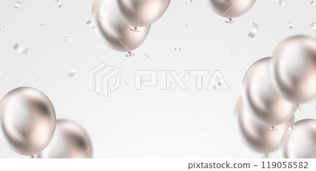3d silver balloon design background beautiful banner illustration vector template 119058582