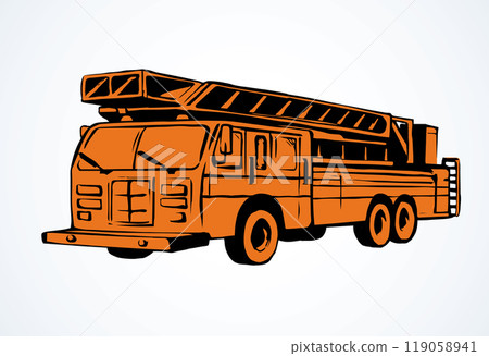 Fire truck. Vector drawing 119058941