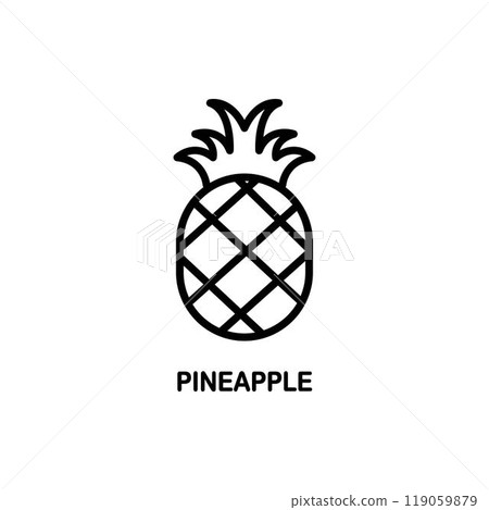 Pineapple - line icon with editable stroke. Tropical fruit symbol. Vector illustration 119059879