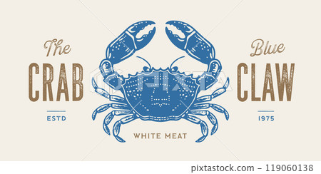 Crab, seafood, sketch. Vintage retro print, seafood crab sketch, logo sign template, ink pencil style drawing, engrave old school. Sketch artwork crab, template sign, logo, symbol. Vector Illustration Crab, seafood, sketch. Vintage retro print, seafood crab sketch, logo sign template, ink pencil style drawing, engrave old school. Sketch artwork crab, template sign, logo, symbol. Vector Illustration 119060138