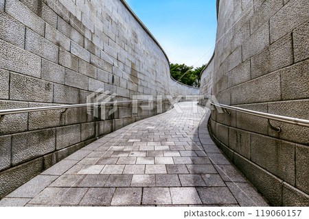 The path to Seoul Millennium Time Capsule Square, created in 1994 to celebrate the city 600th anniversary, holds items from that era, set to be opened in 2394. 119060157
