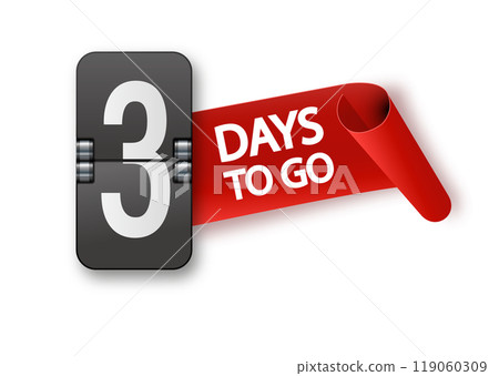 3 days to go icon set. Countdown of days remaining. Offer timer sticker limited to a few days. Vector 119060309