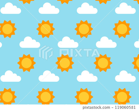 Pattern sun and clouds. Vector illustration in flat style Pattern sun and clouds. Vector illustration in flat style 119060581