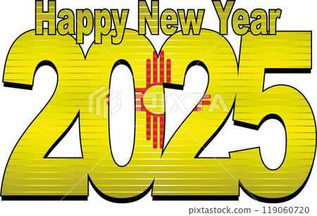 Happy New Year 2025 with New Mexico flag inside 119060720