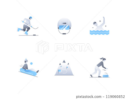 Winter sports and games - flat design style icons set 119060852