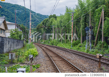 [京都]嵐山市中心突然出現的自然豐富的鐵軌景觀 119060911