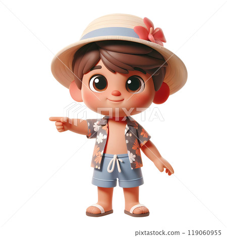 Cute Boy Dressed in Summer Clothes Happy Cartoon Character Cute Boy Dressed in Summer Clothes Happy Cartoon Character 119060955