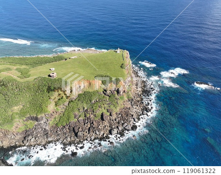 Drone aerial photography of Yonaguni Island, the westernmost point of Japan 119061322