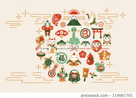 2025 Year of the Snake and auspicious New Year's card template 2025 Year of the Snake and auspicious New Year's card template 119061701