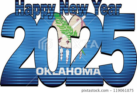Happy New Year 2025 with Oklahoma flag inside Happy New Year 2025 with Oklahoma flag inside 119061875