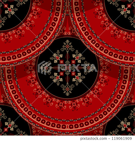 Seamless Latvian embroidery circular pattern 4 119061909
