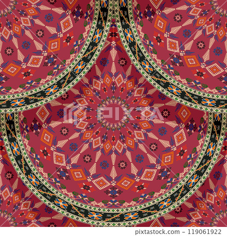 Seamless Latvian embroidery circular pattern 17 119061922