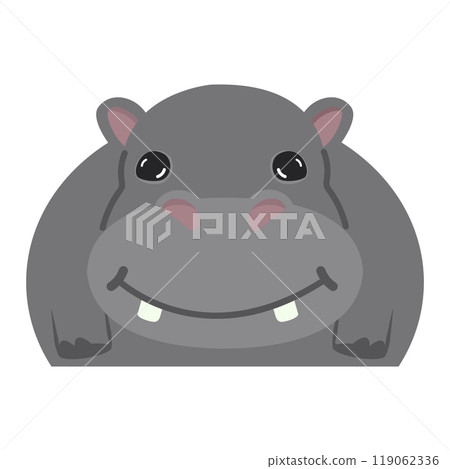 Cute cartoon animals hippo doodle 119062336
