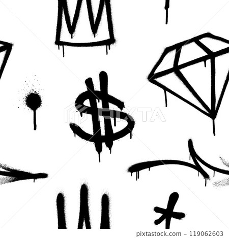 Graffiti spray paint seamless pattern. Vector illustration. 119062603