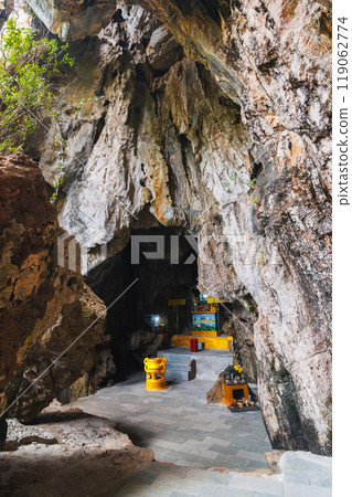 Buddhist temple inside the Lynch Nham Cave in Marble Mountains in Da Nang in Asia Buddhist temple inside the Lynch Nham Cave in Marble Mountains in Da Nang in Asia 119062774