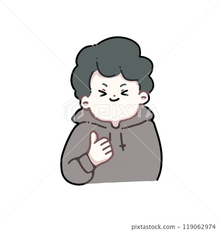 一個男人微笑著豎起大拇指 119062974
