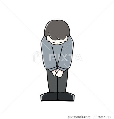 Men doing a bow Men doing a bow 119063049