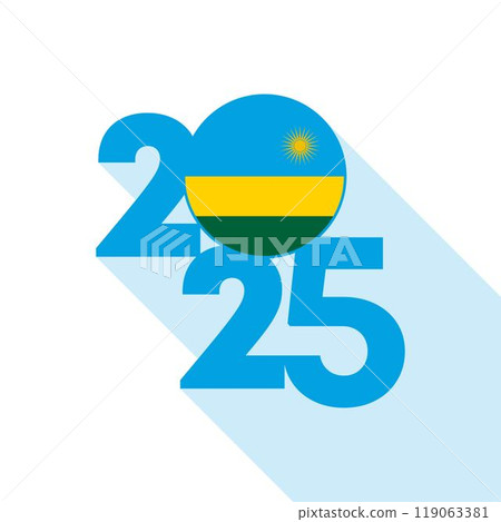 2025 banner with Rwanda flag inside. Vector illustration. 119063381